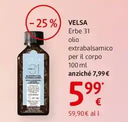 dm drogerie markt VELSA Erbe 31 olio extrabalsamico per il corpo offerta