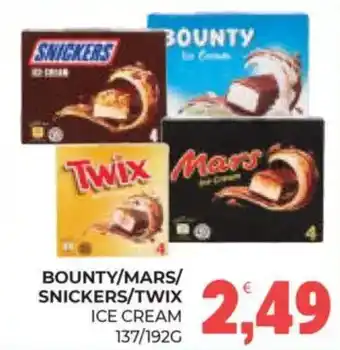 Eté Bounty/mars/ snickers/twix ice cream offerta