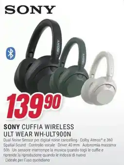 Trony SONY CUFFIA WIRELESS ULT WEAR WH-ULT900N offerta