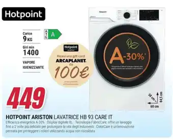 HOTPOINT ARISTON LAVATRICE HB 93 CARE IT
