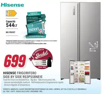 Trony HISENSE FRIGORIFERO SIDE BY SIDE RS3P558NEIE offerta
