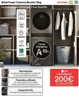 Trony LG WashTower Colonna Bucato WT1210BBF offerta