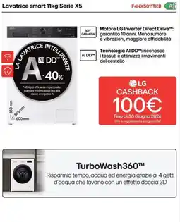 Trony LG Lavatrice smart Serie X5 F4NX5011TKB offerta