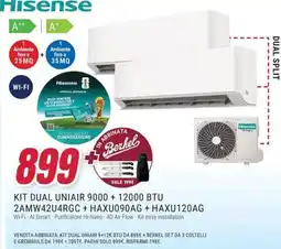 Trony Hisense KIT DUAL UNIAIR 9000 + 12000 BTU 2AMW42U4RGC + HAXU090AG + HAXU120AG offerta
