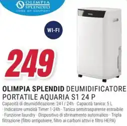 Trony OLIMPIA SPLENDID DEUMIDIFICATORE PORTATILE AQUARIA S1.24 P offerta