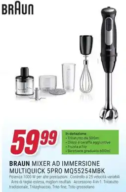 Trony BRAUN MIXER AD IMMERSIONE MULTIQUICK 5PRO MQ55254MBK offerta
