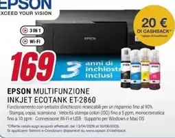 Trony EPSON MULTIFUNZIONE INKJET ECOTANK ET-2860 offerta