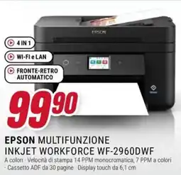 Trony EPSON MULTIFUNZIONE INKJET WORKFORCE WF-2960DWF offerta