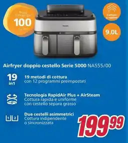 Trony PHILIPS Airfryer doppio cestello Serie 5000 NA555/00 offerta