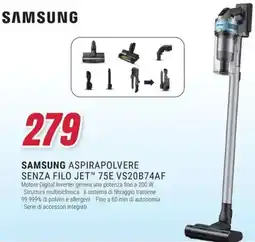 Trony SAMSUNG ASPIRAPOLVERE SENZA FILO JET 75E VS20B74AF offerta