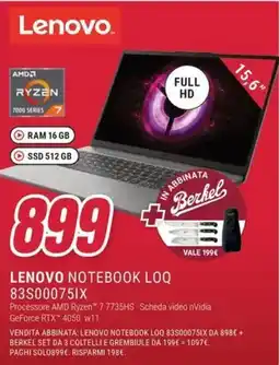 Trony LENOVO NOTEBOOK LOQ 83S00075IX offerta