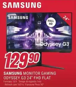 Trony SAMSUNG MONITOR GAMING ODYSSEY G3 24" FHD FLAT offerta