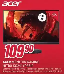 Trony ACER MONITOR GAMING NITRO KG241YP3BIP offerta