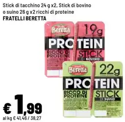 Iper La Grande Stick di tacchino, Stick di bovino o suino ricchi di proteine FRATELLI BERETTA offerta