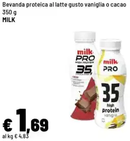 Iper La Grande Bevanda proteica al latte gusto vaniglia o cacao MILK offerta