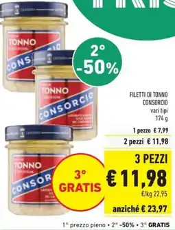 Conad Filetti di tonno CONSORCIO offerta