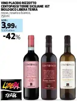 Coop Master Alleanza 3.0 Vino placido rizzotto centopassi terre siciliane igt biologico libera terra offerta