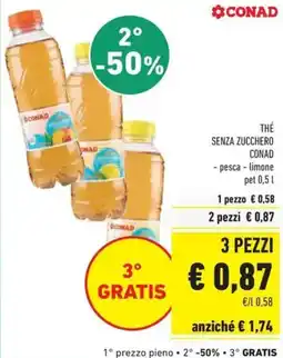 Conad Thé senza zucchero CONAD offerta