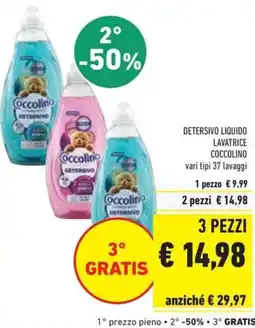 Conad Detersivo liquido lavatrice COCCOLINO offerta