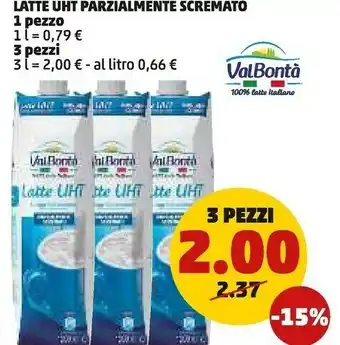 PENNY Latte uht parzialmente scremato offerta