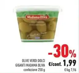 Conad Olive verdi dolci giganti MADAMA OLIVA offerta