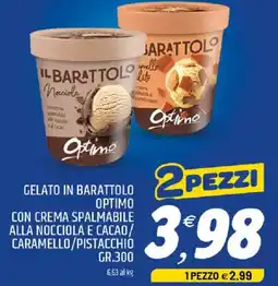 Ard Discount Gelato in barattolo optimo con crema spalmabile alla nocciola e cacao/ caramello/pistacchio offerta