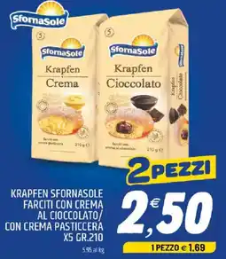 Ard Discount Krapfen sfornasole farciti con crema al cioccolato/ con crema pasticcera x5 offerta