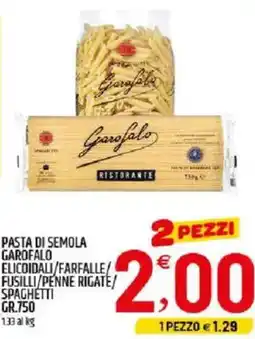 Ard Discount Pasta di semola garofalo elicoidali/farfalle/ fusilli/penne rigate/ spaghetti offerta