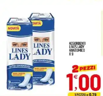 Assorbenti lines lady anatomico x9