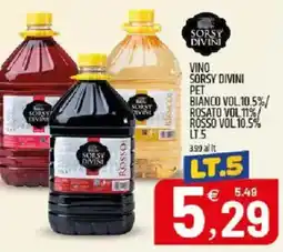 Ard Discount Vino sorsy divini bianco vol.10.5%/ rosato vol 11% rosso vol.10.5% offerta