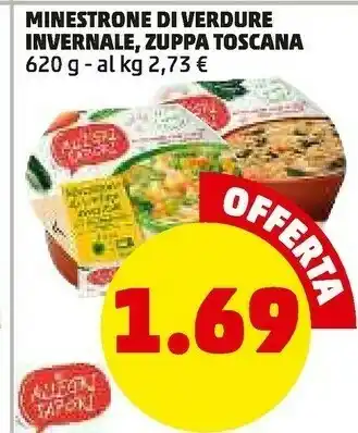 PENNY Minestrone di verdure invernale , zuppa toscana offerta