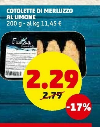 PENNY Cotolette di merluzzo al limone offerta