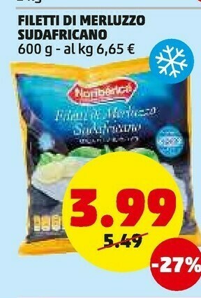 PENNY Filetti di merluzzo sudafricano offerta
