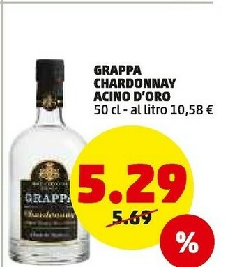 PENNY Grappa chardonnay acino d'oro offerta
