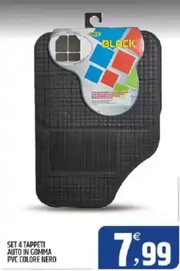 Ard Discount Set 4 tappeti auto in gomma pvc colore nero offerta