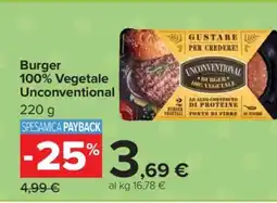 Carrefour Burger 100% Vegetale Unconventional offerta