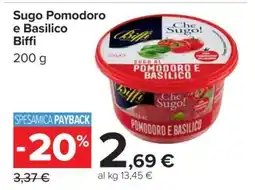 Carrefour Sugo Pomodoro e Basilico Biffi offerta