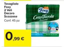 Carrefour Tovagliolo Foxy 2 Veli Decoro Scozzese offerta