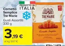 Carrefour CORNETTO SEMPLICE TRE MARIE offerta