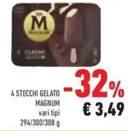 Conad 4 stecchi gelato MAGNUM offerta
