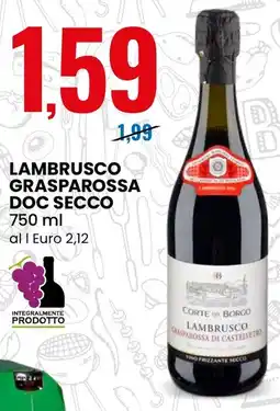 Eurospin Corte del Borgo lambrusco grasparossa doc secco offerta