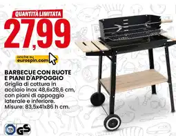 Eurospin Barbecue con ruote e piani d'appoggio offerta