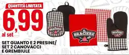Eurospin Set guanto e 2 presine/ set 2 canovacci e grembiule offerta