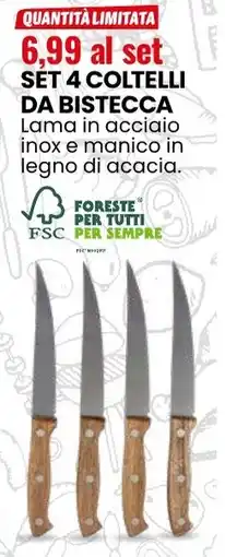 Eurospin Set 4 coltelli da bistecca offerta