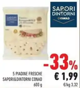Conad 5 piadine fresche SAPORI&DINTORNI CONAD offerta