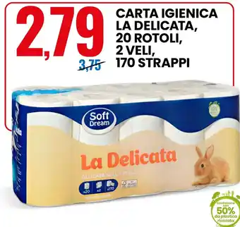 Soft Dream Carta igienica la delicata, 20 rotoli, 2 veli, 170 strappi