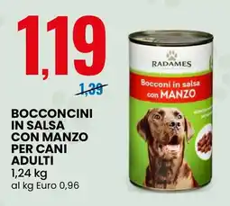 Eurospin Radames bocconcini in salsa con manzo per cani adulti offerta