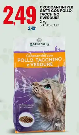 Eurospin Radames croccantini per gatti con pollo, tacchino e verdure offerta