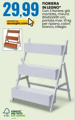 Eurospin Fioriera in legno offerta