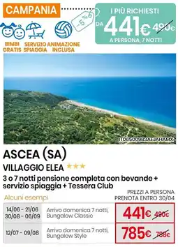 Eurospin Ascea (SA) villaggio elea 3 o 7 notti offerta